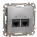Подвійна комп'ютерна розетка Schneider Electric Sedna Design & Elements RJ45 кат. 5е UTP алюміній SDD113452