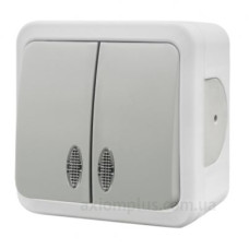 Накладний 2-кл вимикач NE-AD MULTIMA 92-51-03-I з led-підсвіткою білий