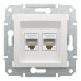 Комп'ютерна розетка RJ45 подвійна UTP cat.5e Schneider Electric Asfora без рамки біла (EPH4470121)