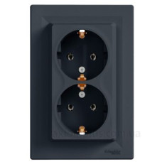 Подвійна розетка Schneider Electric Asfora EPH9900171 із заземленням (антрацит)