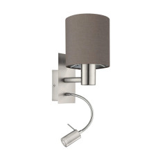 Бра, настінний світильник Eglo 96481 Pasteri E27+LED 1+1x40W+4W IP20 сірий