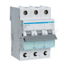 Автоматичний вимикач Hager 3P 63A B 6kA​ ( MBN363E )