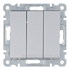 Триклавішний вимикач Hager WL0072 Lumina 10АХ/230В (сріблястий)