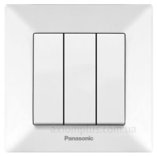 Триклавішний вимикач Panasonic Arkedia Slim (білий)