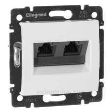 Механізм розетки комп'ютерної 2xRJ-45 UTP Cat.5e Valena білий