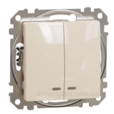 Двоклавішний вимикач Schneider Electric Sedna Design & Elements з підсвіткою бежевий SDD112105L