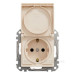 Розетка Schneider Electric Sedna Design & Elements з заземленням шторками та кришкою бежева SDD112024