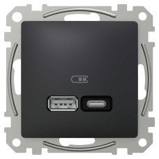 Розетка Schneider Sedna Design ​чорна USB type A+C 21Вт ( SDD114405 )