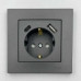 Розетка EL-BI VEGA антрацит матовий 1-на з/з + 2USB (Type C+A) 2A ( 510-016700-334 )