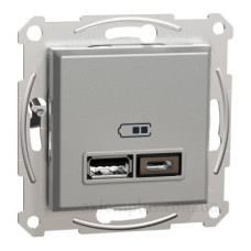 USB розетка Schneider Electric Asfora EPH2700361 USB/Type-C 2,4А алюміній USB розетка Schneider Electric Asfora EPH2700361 USB/Type-C 2,4А алюміній