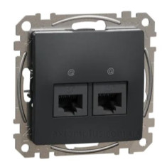 Подвійна комп'ютерна розетка Schneider Electric Sedna Design & Elements RJ45 кат. 5е UTP чорна SDD114452