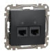 Подвійна комп'ютерна розетка Schneider Electric Sedna Design & Elements RJ45 кат. 5е UTP чорна SDD114452