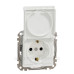 Розетка Schneider Electric Sedna Design & Elements з заземленням шторками та кришкою біла SDD111024