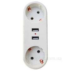 Мережевий розгалужувач ElectrO B21U B2-1U 2 розетки 2 USB 16A 250В Мережевий розгалужувач ElectrO B21U B2-1U 2 розетки 2 USB 16A 250В
