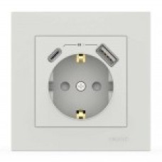 Розетка EL-BI VEGA білий мат 1-на з заземленням + 2USB (Type C+A) 2A ( 510-016200-334 )