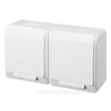 Розетка накладна 2-місна з кришкою біла Elektro-Plast Hermes IP44, 0325-02