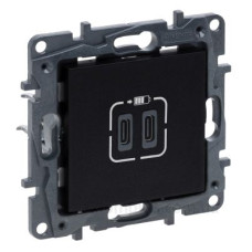 USB розетка Legrand Niloe Step С+C 15Вт 5В чорна (863539) USB розетка Legrand Niloe Step С+C 15Вт 5В чорна (863539)