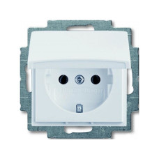 Розетка ABB basic55 біла 1-на з заземленням з кришкою ( 2CKA002018A0350 )