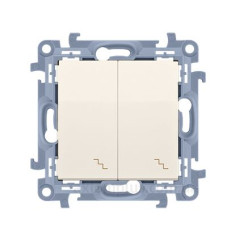 Двокнопковий прохідний вимикач Kontakt Simon Simon 10 CW6/2L.01/41 з підсвічуванням (кремовий)