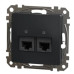 Подвійна комп'ютерна розетка Schneider Electric Sedna Design & Elements RJ45 кат. 5е UTP чорна SDD114452