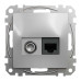Розетка Schneider Sedna Design алюміній комп'ютерна RJ45 Cat.6 UTP + TV ( SDD113469T )
