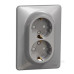 Подвійна розетка Schneider Electric Sedna Design з заземленням та шторками алюміній SDD313221