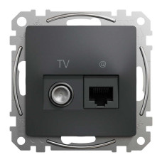 Розетка Schneider Sedna Design чорна комп'ютерна RJ45 Cat. 6 UTP + TV ( SDD114469T )