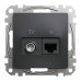 Розетка Schneider Sedna Design чорна комп'ютерна RJ45 Cat. 6 UTP + TV ( SDD114469T )