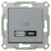 USB розетка Schneider Electric Asfora EPH2700562 тип A+C, 21Вт 3A сталь