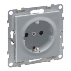 Розетка 2К+З 16А/250В зі шторками Legrand SUNO (алюміній) 721320