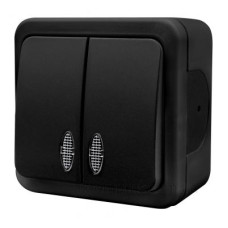 Накладний 2-кл вимикач NE-AD MULTIMA 92-53-03-I з led-підсвіткою чорний