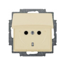 Розетка ABB basic55 cлонова кість 1-на з заземленням з кришкою ( 2CKA002018A0351 )
