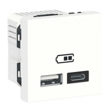 Розетка Schneider Unica NEW біла USB type A + type C 2.4 А 2 мод. ( NU301818 )