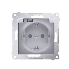 Електрична розетка Kontakt Simon Simon 54 Premium DGSZ1BZ.01/43A IP44 із заземленням шторками та прозорою кришкою (срібло)