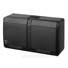 Розетка накладна 2-місна з кришкою чорна Elektro-Plast Hermes IP44, 0325-09 Розетка накладна 2-місна з кришкою чорна Elektro-Plast Hermes IP44, 0325-09