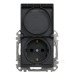 Розетка Schneider Electric Sedna Design & Elements з заземленням шторками та кришкою чорна SDD114024