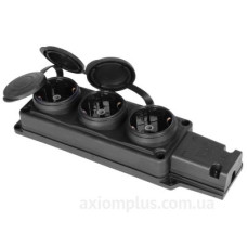 Тримісна колодка ElectrO PCК1123 2P+PE 16А 250В з захисними кришками з/к IP44