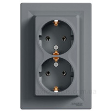 Подвійна розетка Schneider Electric Asfora EPH9900162 із заземленням (сталь)