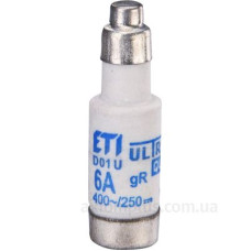 Запобіжник ETI 004311003 D01UQ6A/400V gR (50 kA) Запобіжник ETI 004311003 D01UQ6A/400V gR (50 kA)