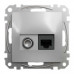 Розетка Schneider Sedna Design алюміній комп'ютерна RJ45 Cat.6 UTP + TV ( SDD113469T )