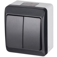 Двоклавішний вимикач Elektro Plast 0332-7 Hermes IP44 антрацит