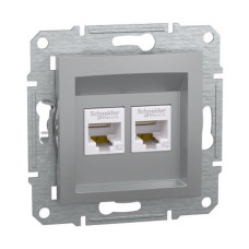Розетка Schneider Asfora алюміній комп'ютерна RJ45 Cat.5E 2-на ( EPH4400161 )