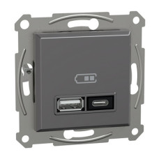 Розетка Schneider Asfora антрацит USB type A+C, 3A 21 Вт ( EPH2700571 )