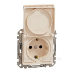 Розетка Schneider Electric Sedna Design & Elements з заземленням шторками та кришкою бежева SDD112024