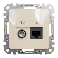Розетка Schneider Sedna Design бежева комп'ютерна RJ45 Cat. 6 UTP + TV ( SDD112469T )