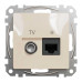 Розетка Schneider Sedna Design бежева комп'ютерна RJ45 Cat. 6 UTP + TV ( SDD112469T )