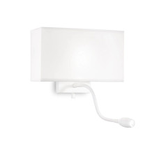 Бра, настінний світильник Ideal Lux 215693 Hotel E27+LED 1+1x60W+1.5W 3000K 50Lm IP20 білий