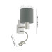 Бра, настінний світильник Eglo 96479 Pasteri E27+LED 1+1x40W+4W IP20 сірий