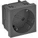 Розетка OBO Bettermann modul 45 з заземленням та шторками 250В 16A 33˚ чорно-сіра (6120081)