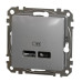 USB-розетка Schneider Electric Sedna Design & Elements A+C 2,4A алюміній SDD113402